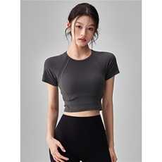 速干透气瑜伽服短袖女裸感修身跑步运动上衣普拉提健身修身款短袖，男装T恤，星座506A