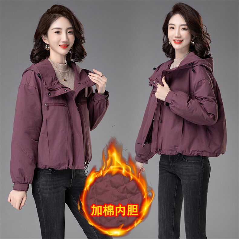 时尚保暖女士棉服外套休闲短款加厚冲锋衣，女装棉衣/棉服，曼沙奕珂