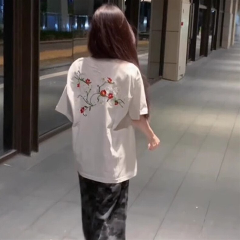 万针全刺绣工艺高品质260克双纱纯棉美式高街短袖T恤特P33,男装T恤,电商A486-1