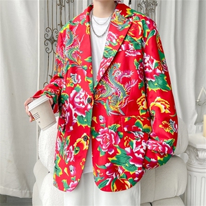 XF9035/P65春装新款东北大花西服男女风个性宽松花上衣外套图片