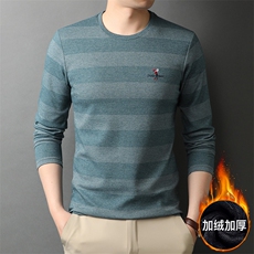 21冬季男装衣服休闲纯色圆领加绒加厚中年男士长袖T恤GR5985-P80，男装T恤，电商B212（原钱塘6029）