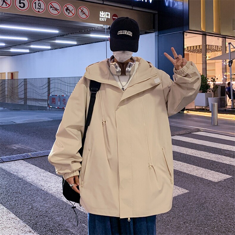 大码连帽冲锋衣户外春季新款夹克防水外套情侣款A266-JK8018-P45,男装夹克,电商A266
