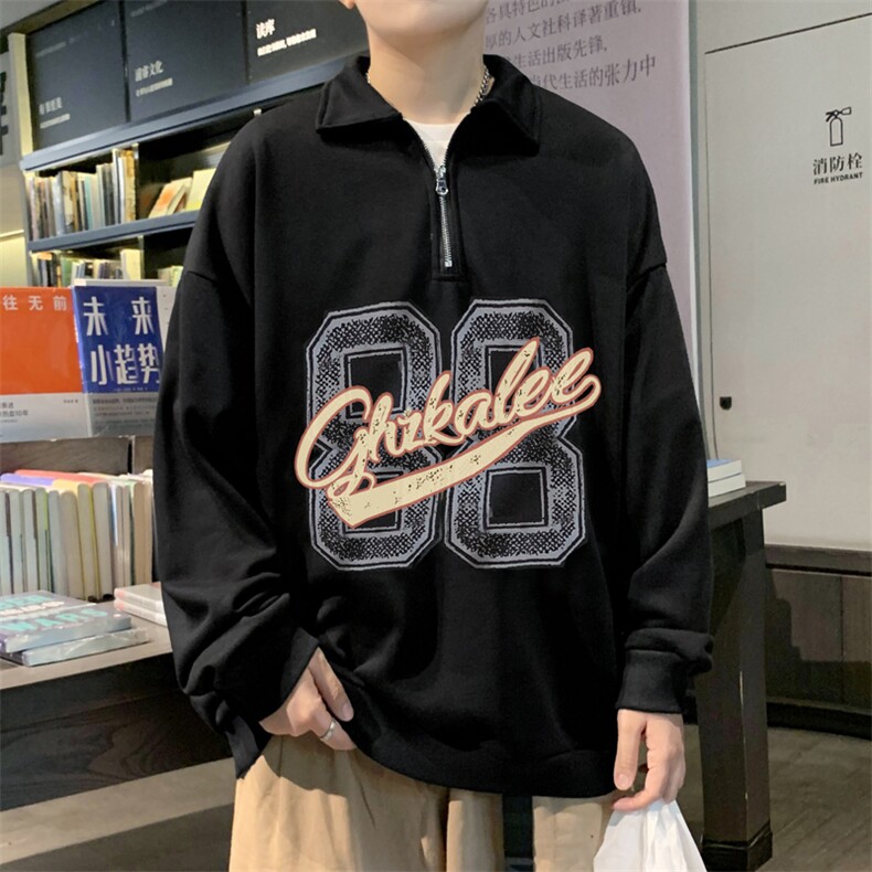 美式POLO衫翻领卫衣男春秋潮牌宽松情侣装外套WY015-P40,男装卫衣,星座308B-1