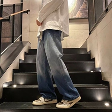 渐变牛仔裤男女2024春秋新款美式潮牌宽松直筒裤休闲长裤子NK701，男装牛仔裤，星座601-2