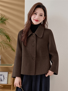 纯色双面羊毛大衣女2025秋冬新款减龄小个子双面羊绒短款外套图片