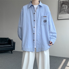 现货CS1163-特P53新款百搭条纹大码男衬衫，男装衬衫，电商A059