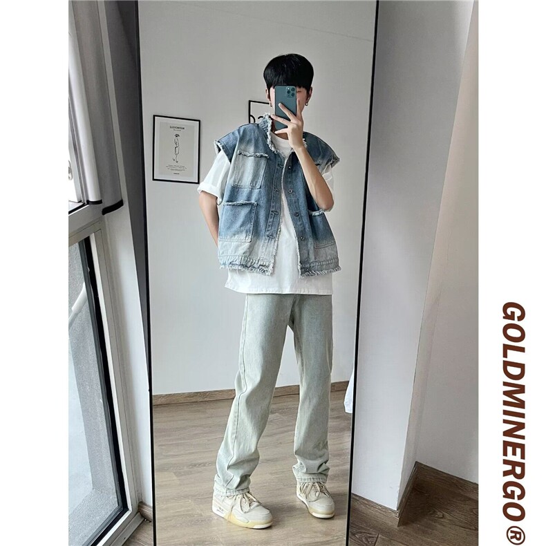夏季痞帅牛仔马甲美式小众宽松无袖坎肩外套男,男装背心/马甲,星座410-7