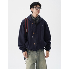 秋冬新款高品质藏青色连帽卫衣外套男美式宽松设计感小众WY23P78，男装卫衣，电商D206-1