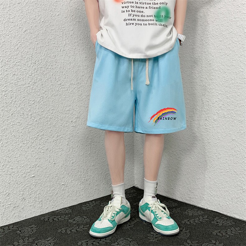 HD74064-P22华夫格短裤男大码宽松五分裤男直筒中裤,男装休闲裤,电商A040