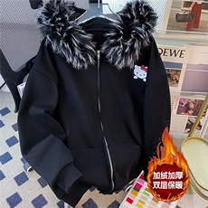 5715-P58原版大毛领可拆卸卫衣开衫拉链外套加绒/薄款，女装短外套，星座617A-2