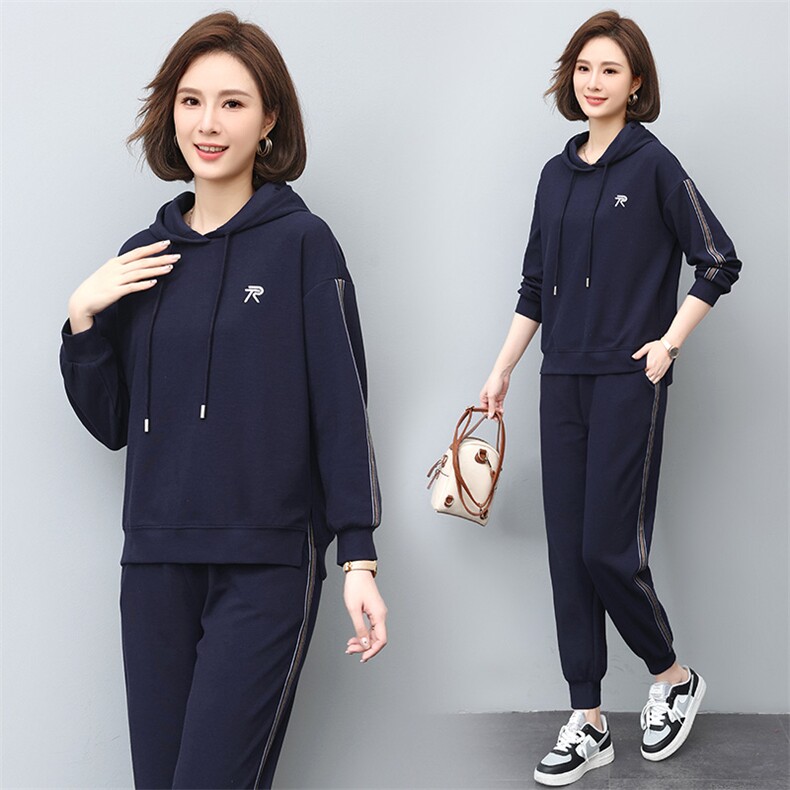 时尚休闲连帽卫衣套装女2022新款宽松显瘦运动服两件套,女装套装/套裙,鑫鑫格