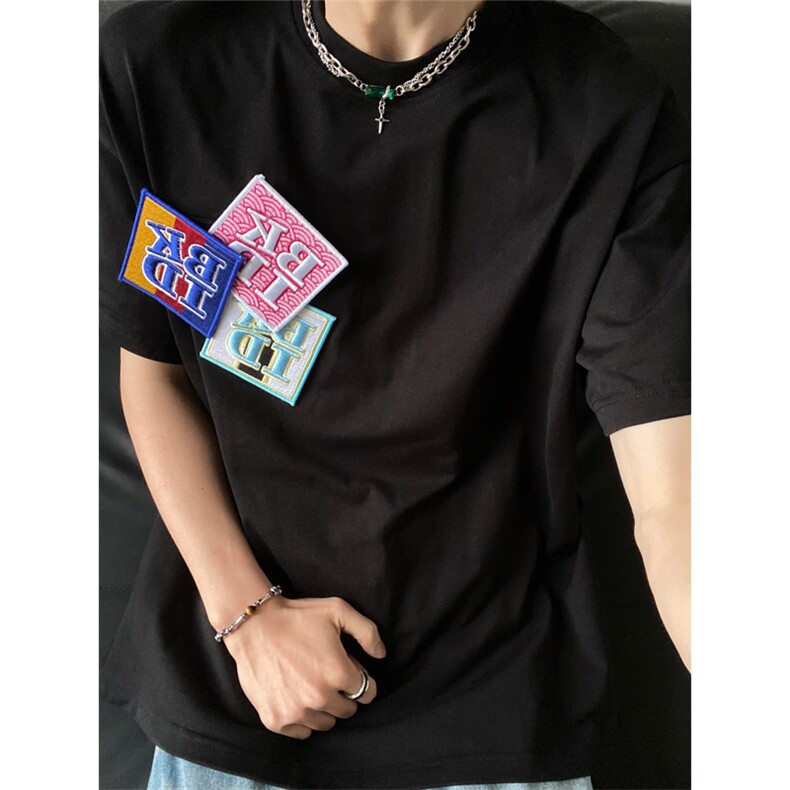 网图有货美式夏季魔术贴短袖T恤男女纯棉情侣宽松上衣A500-P38，男装T恤，星座1505