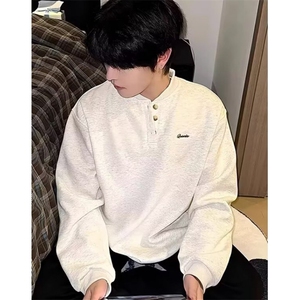 高质量亨利领卫衣简约文艺时尚慵懒流行原宿潮流气质日系 W26图片