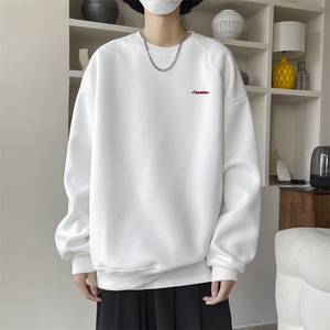 F81-P35 2024新款韩版宽松长袖上衣潮牌慵懒风圆领卫衣男图片