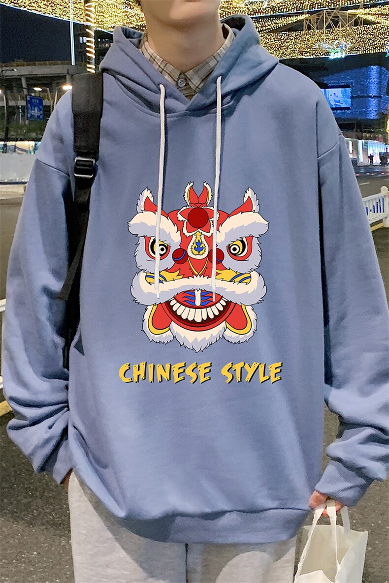WY2185-P35加绒款-P40纯棉连帽卫衣男大码运动帽衫宽松薄外套男,男装卫衣,电商A040