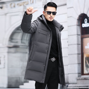 冬装新款商务休闲百搭时尚连帽长款羽绒服中年男KCN21055-81-P380图片