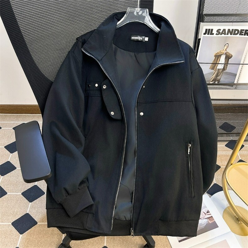 684-P68美式复古高街底特律工装外套男春秋季潮牌宽松百搭翻领,男装工装外套,电商B323A