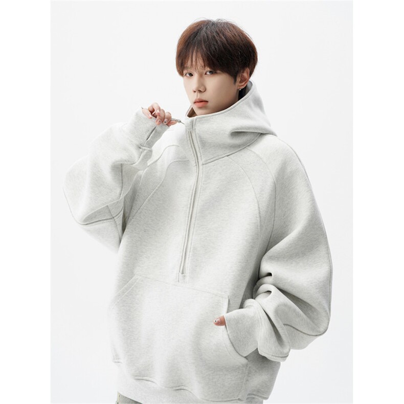 5583-P50新款美式重磅高街宽松半拉链连帽卫衣，女装卫衣/绒衫，星座617A-2