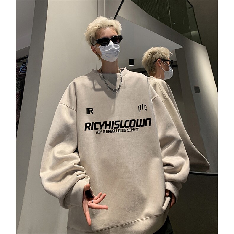 抖音得物供货提供视频秋冬重磅美式麂皮绒圆领卫衣JY301，男装卫衣，电商A486