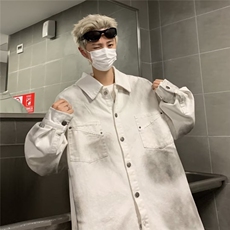 2024秋季新款背后字母印花流牛仔衬衫夹克男女宽松外套N8944/P68，男装夹克，星座506