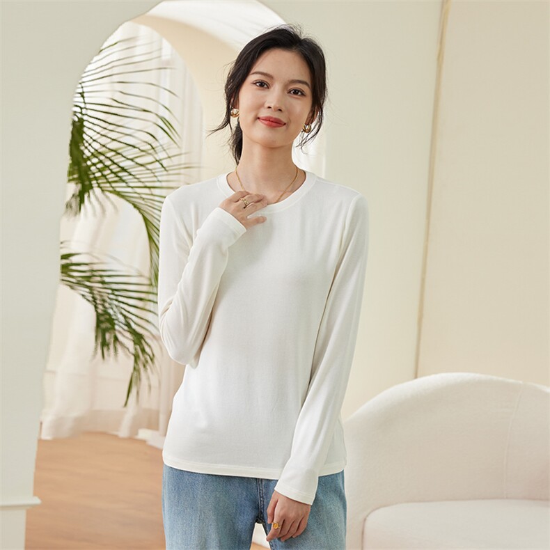 纯色圆领长袖修身显瘦精纺羊毛针织衫女春秋新款百搭打底衫上衣,女装羊毛衫,硕诚羊绒