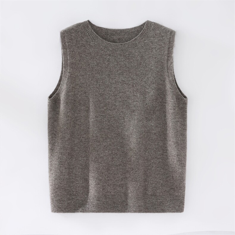 2025年秋季新款百搭女士一线圆领无袖背心,针织衫/毛衣,锦驼羊绒