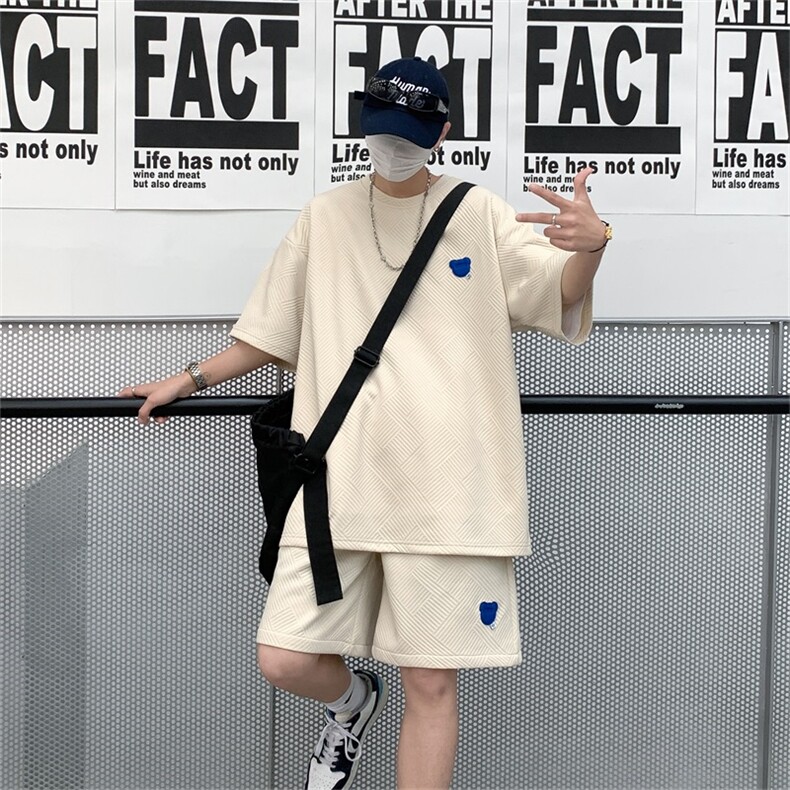 DSA028-TZDTE01P60260克提花针织美潮vibe设计夏季男短袖套装,男装T恤,电商A028