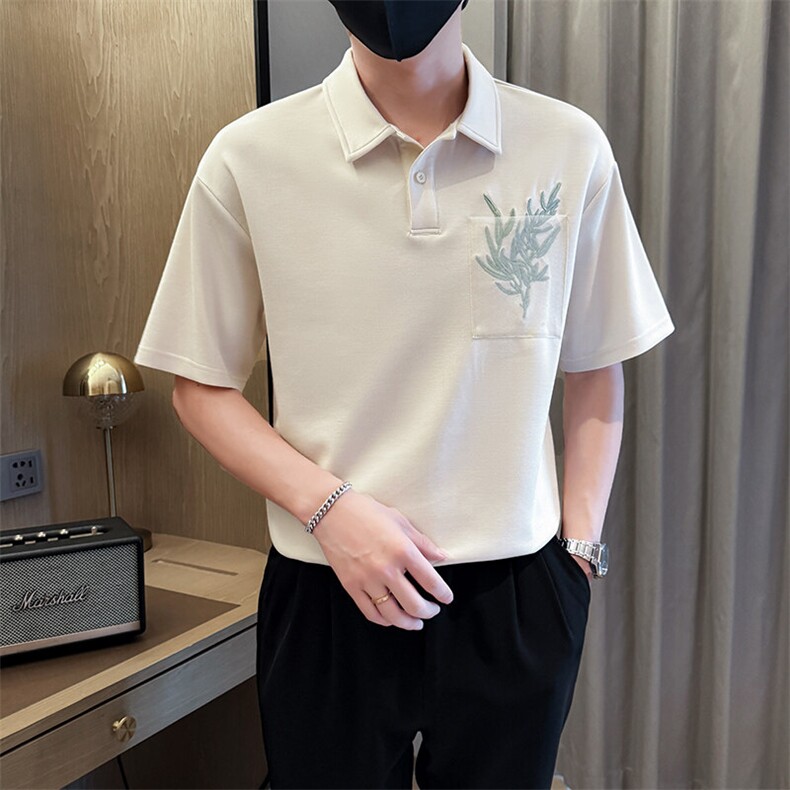 夏男翻领POLO衫拼色男休闲宽松休闲衬衣小伙A236-82563-P60图片