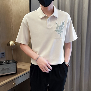 夏男翻领POLO衫拼色男休闲宽松休闲衬衣小伙A236-82563-P60图片
