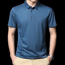 短袖T恤上衣POLO衫2023夏季新款中年男士翻领纯色商务休闲打底T恤，男装T恤，电商B212（原钱塘6029）