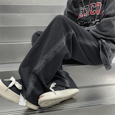 高品质秋款男休闲裤条纹拼接渐变色直筒宽松长裤h124P35，男装休闲裤，星座1013-1