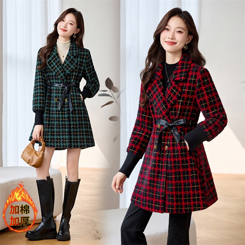 罗得堡2024秋冬新款时尚气质外套通勤加棉加厚大衣7603,女装毛呢外套,罗得堡