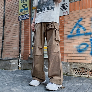 日系长裤拉链时尚灯芯绒青春流行夏季微弹休闲裤男潮流