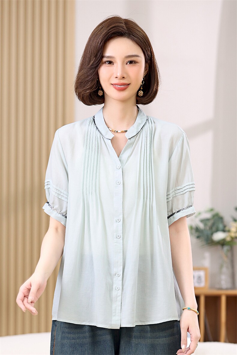 合集新款夏季短袖宽松休闲简约连帽翻领衬衫上衣T恤啦娜菲,女装衬衫,叶笙衣