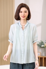 合集新款夏季短袖宽松休闲简约连帽翻领衬衫上衣T恤啦娜菲，女装衬衫，叶笙衣