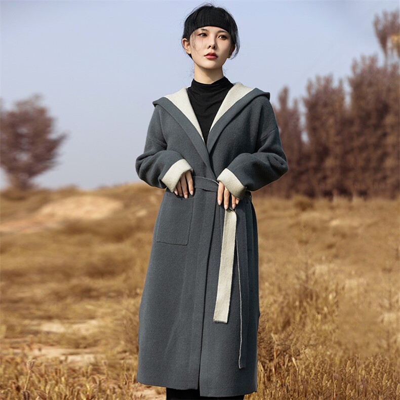 优雅气质秋冬女士羊毛空气层大衣简约时尚保暖外套，女装羊毛衫，悦玛羊绒
