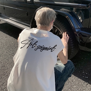 已注册得物直播抖音品质纯棉重磅250克男无袖背心T恤T2503P25控39图片