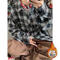 韩版潮流复古格子大码翻领男女长袖衬衫C2196-特P28/CJ9736-特P40，男装衬衫，电商A007