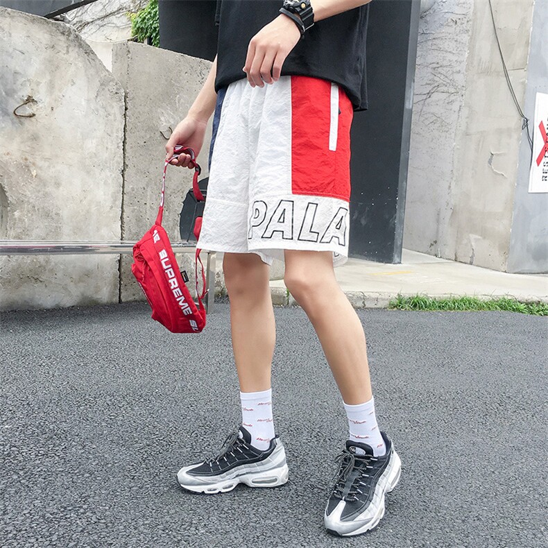 夏季潮牌运动短裤男休闲沙滩裤拼色潮流港风五分裤DS135T,男装休闲裤,电商A102