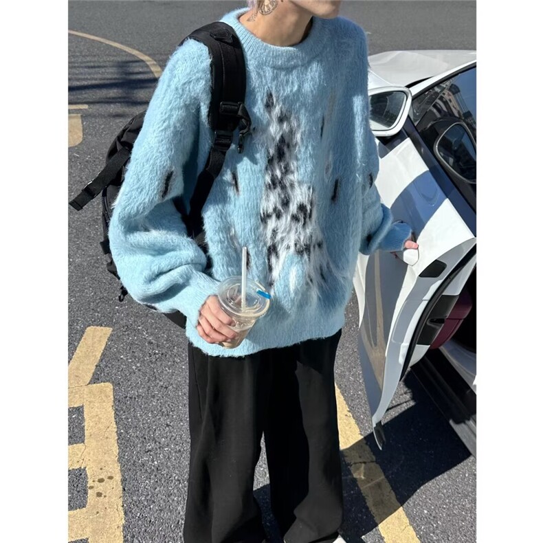 美式针织衫男韩版潮流拼色帅气保暖2024冬季新款ins毛衣MZ334-P70,男装针织衫/毛衣,星座412-3