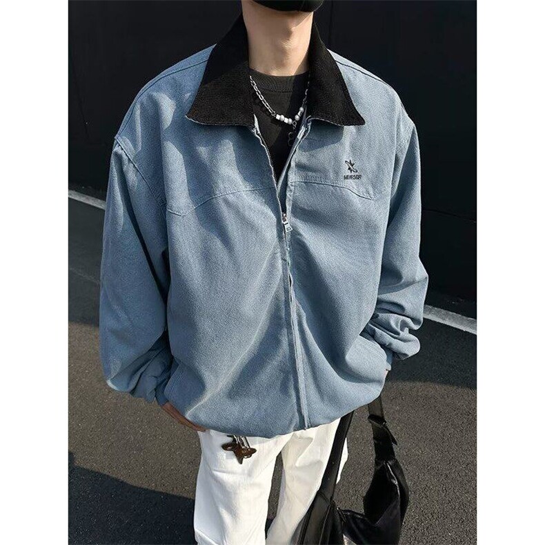 F663P88洗水新春季拼接翻领飞行服外套男女水洗宽松高街百搭夹克,男装夹克,星座512-6