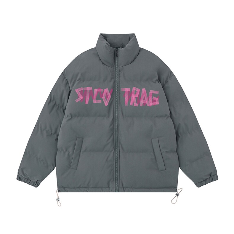 白底23冬季时尚百搭字母印花美式棉服外套MY62063P85控118,男装棉衣,电商A268-1