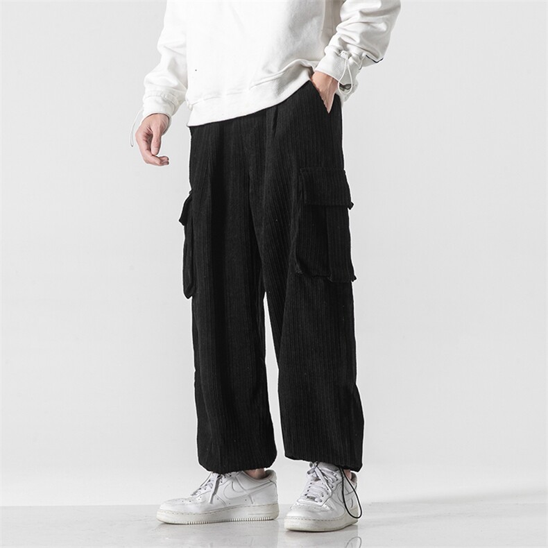 灯芯绒收脚工装裤男生宽松直筒裤潮牌休闲裤子秋冬长裤D507/P60，男装工装外套，星座206（原A221）