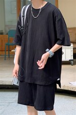 TZ65859/P65高品质波浪冰丝垂感T恤短裤套装男宽松大码两件套控98，男装休闲套装，电商A141