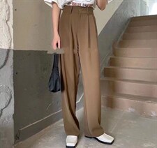 2022秋季新款直筒高腰宽松显瘦西装裤，女装休闲裤，L·H·X