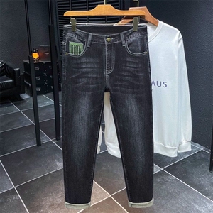 1506-1/K1691/P44款男士ins牛仔裤男高街弹力潮牌修身小脚潮流图片