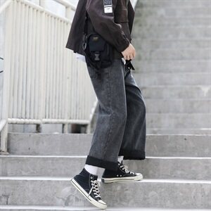 秋冬装港风牛仔裤直筒休闲裤男 宽松百搭日系简约阔腿裤N图片