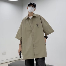 侧边大口袋工装衬衣男原宿风慵懒ins穿搭半袖衬衫外套TQ36-P33，男装衬衫，星座1109-3