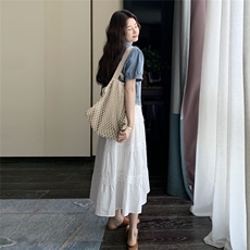 法式气质温柔风牛仔外套吊带裙女夏季2025年新款连衣裙，女装连衣裙，2C129
