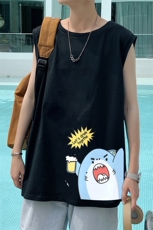 ！港风2023夏季无袖背心男加肥加大码宽松短袖T恤男BX274-P20，男装背心/马甲，电商B371
